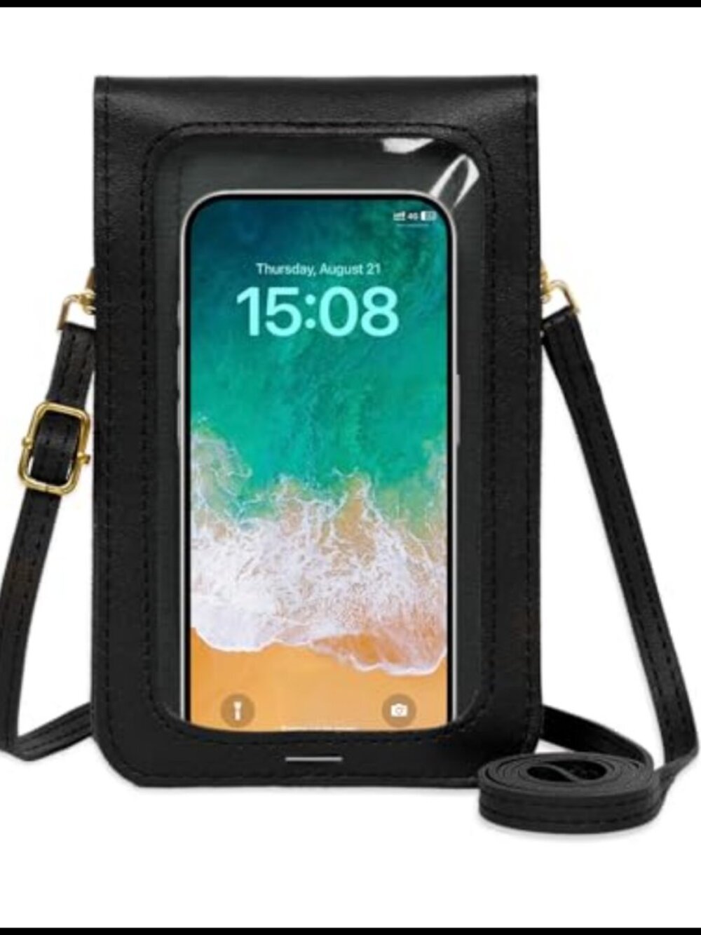 Small Crossbody Bag PU Leather Touchscreen Cell Phone Purse Adjustable Strap